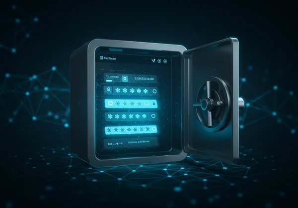 Digital vault icon representing a secure password manager