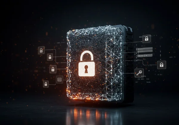 Secure digital vault protecting various login credentials.