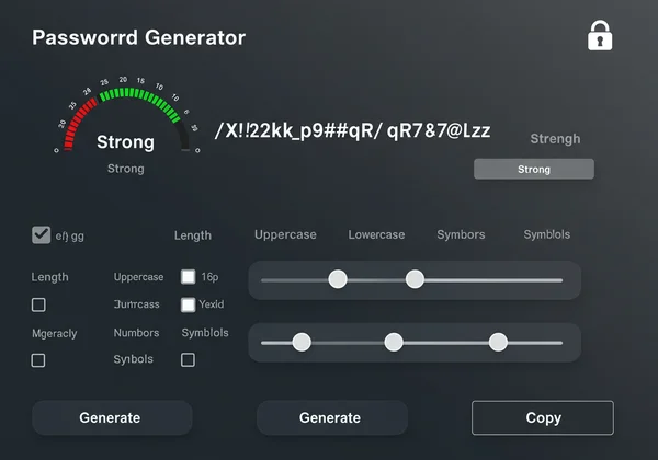 Screenshot of a client-side password generator tool interface