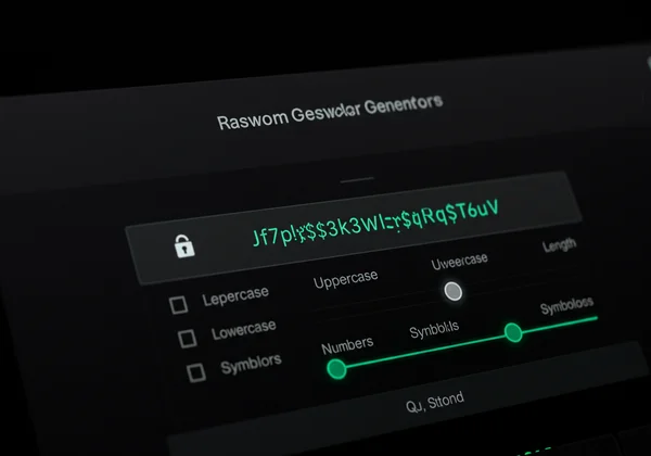 Interface of an online password generator creating a strong password