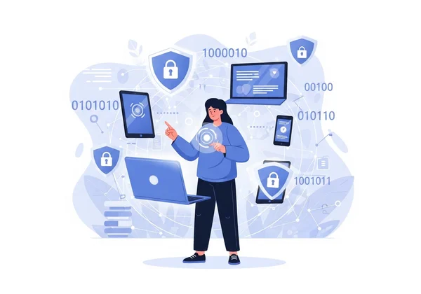 A person navigating a secure digital world with strong passwords