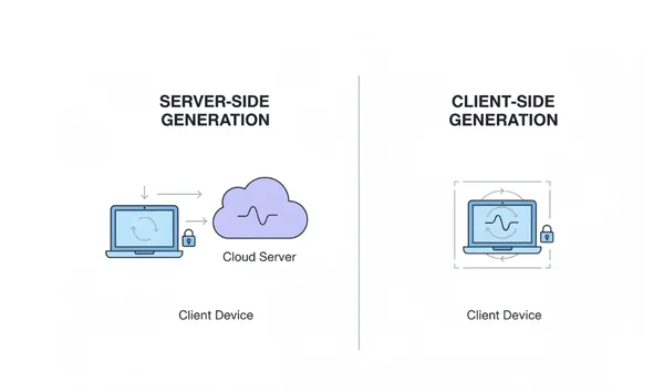 Diagram comparing client-side vs server-side generation