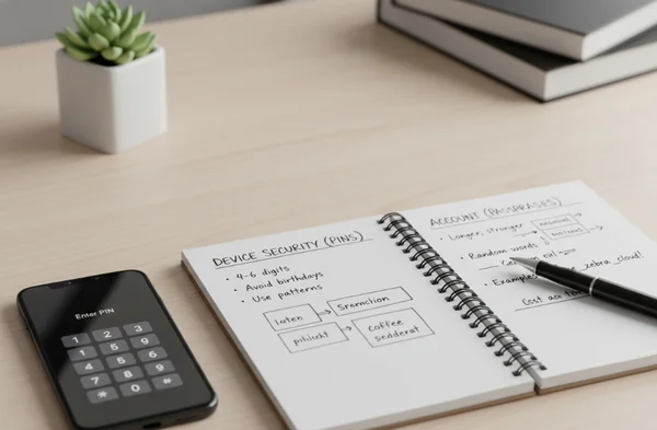 Phone unlock beside password notebook